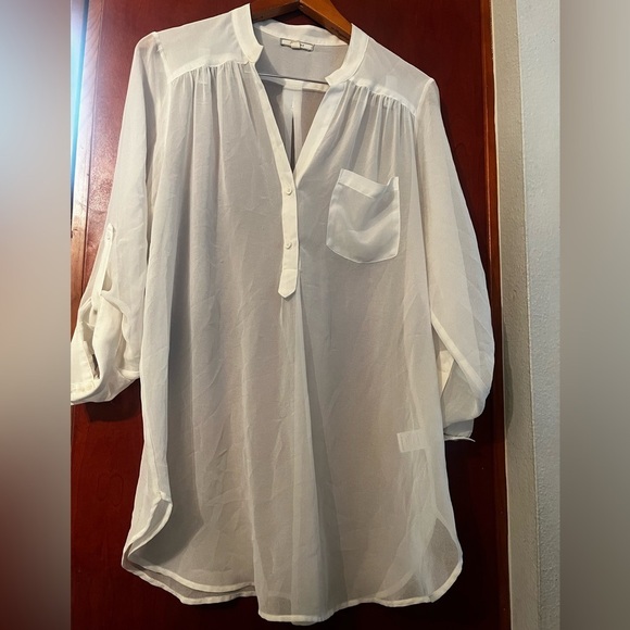 Anthropology Pleione White High Line White Shift Dress or Long Top Sz S Women - Picture 4 of 10